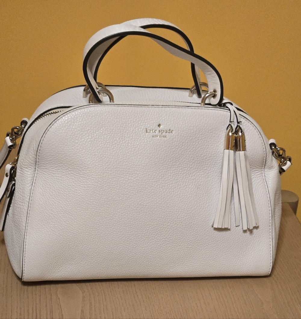 Kate Spade White Satchel with Tassels